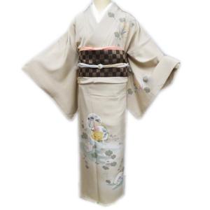 訪問着 着物 中古 正絹 袷 フォーマル 道長取り 花の図 地模様 鼠系色 多色 金 身丈162cm 裄68cm M きもの北條 A947-7 訪問着 着物 中古 正絹 袷 フォーマル 道長取り 花の図 地模様 鼠系色