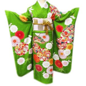 FINAL PRICE ／ ☆きもの北條☆ 振袖用 花模様 椿 正絹 リサイクル 