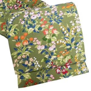 袋帯 中古 リサイクル 正絹 カジュアル 仕立て上がり 六通 今昔唐織 花  