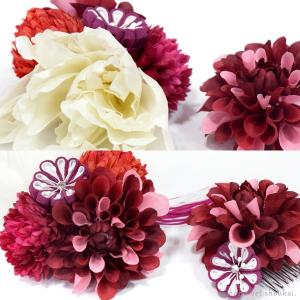 花 髪飾り 花 つまみ細工 房付き 2点セット...の詳細画像1