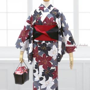 籠巾着 長方形/赤ピンク鹿の子に花(長財布OK...の詳細画像3