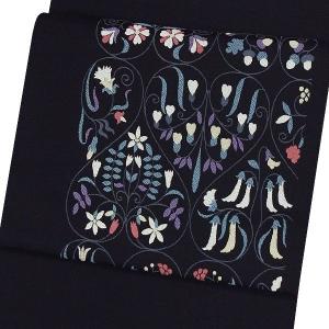 Prices down2）本場筑前博多織 名古屋帯「焦げ茶色 華文縞」 未仕立て