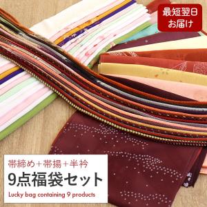 ≪半期決算！MAX10％OFF≫ 帯締め＋帯揚げ＋半衿 9点福袋 普段用 正絹 ポリエ｜kimono-kisste