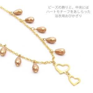 帯飾り 浴衣用 ゴールド ダブルハートの詳細画像1