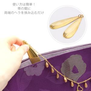 帯飾り 浴衣用 ゴールド ダブルハートの詳細画像2