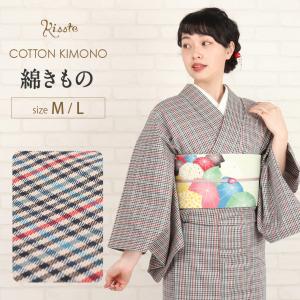 Kisste（キステ） 綿着物 単衣 お仕立上り 小紋 S M 綿 ストライプ柄
