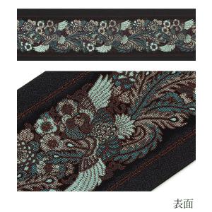 半幅帯 リバーシブル 黒 更紗 小紋 紬 着物...の詳細画像2
