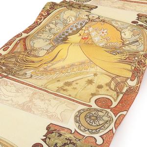 名古屋帯 オレンジ イエロー 橙 黄 ミュシャ...の詳細画像1
