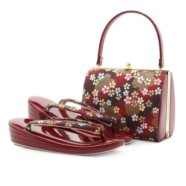 【アウトレット】振袖 草履 バッグ セット 成人式 エンジ 金 草履バッグセット 振袖用 フリー L...