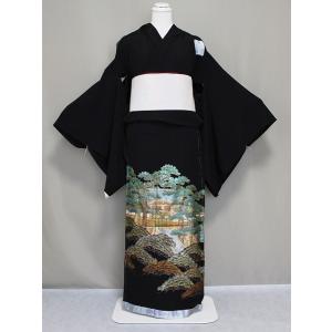 【ヴァンちゃん　】江戸妻　五つ紋　黒留め　昭和初期　手刺繍　紅絹 江戸褄 留 袖縫い取り未仕立正絹黒留袖 未仕立正絹江戸妻 格安未仕立