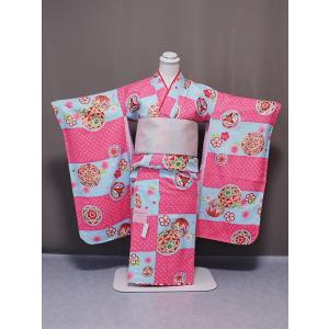 正絹女児祝着 J7888-07 送料無料 七五三用きもの みどり色の四ッ身着物