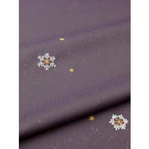洗える着物 小紋 刺繍 葡萄色 雪 反物の詳細画像1