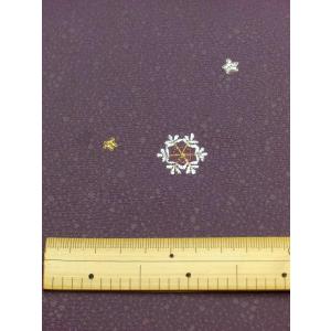 洗える着物 小紋 刺繍 葡萄色 雪 反物の詳細画像2