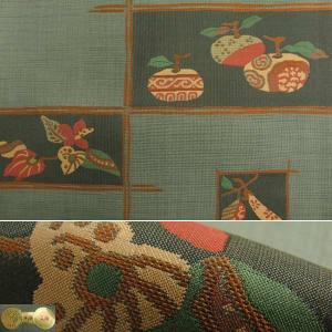 袋帯 西陣織 絹 お仕立て付 渋モスグリーン地...の詳細画像1