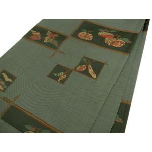 袋帯 西陣織 絹 お仕立て付 渋モスグリーン地...の詳細画像2