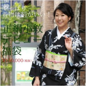 正絹小紋デビューフルセット福袋 正絹小紋 正絹名古屋帯 正絹...