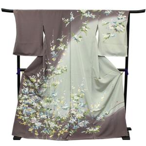 正絹訪問着 未仕立て 仮絵羽 薄ピンク地垣に枝椿模様 伊と幸 : 京都