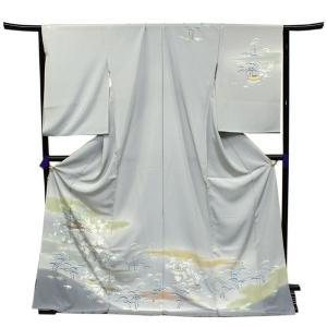 訪問着 正絹 未仕立て 仮絵羽 黒 紫 辻が花訪問着 単品 ガード加工