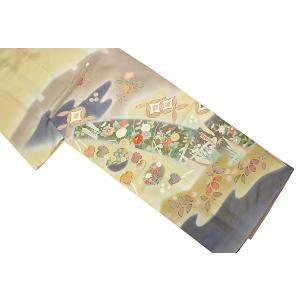 正絹訪問着 未仕立て 仮絵羽 グレー・ベージュ...の詳細画像1