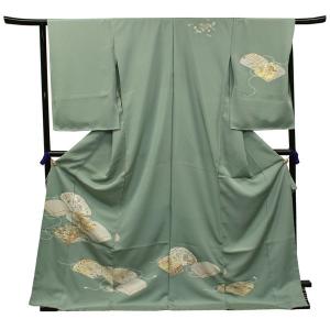 正絹訪問着 未仕立て 仮絵羽 灰紫地たたきに松林模様 : 京都 きもの京