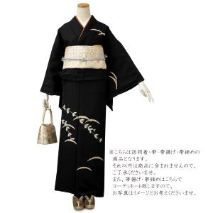 訪問着 セット 仕立て上がり 正絹 黒地雪輪芝...の詳細画像1