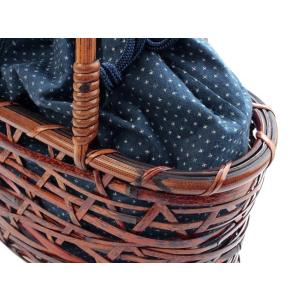 かごバッグ 浴衣 巾着 虎竹みだれ編み 紺色袋...の詳細画像1