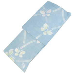 浴衣 単品 レディース 綿麻 水色 蝶々 京都...の詳細画像1