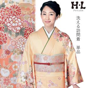 平和屋着物●H・L（アッシュエル）　HENRI-LUC CHAPUIS　小紋　舞花文　金彩　洗える着物　CABC7110yc H.L（アッシュ・エル） 洗える着物 袷小紋 変わり織 F ○レトロモダン