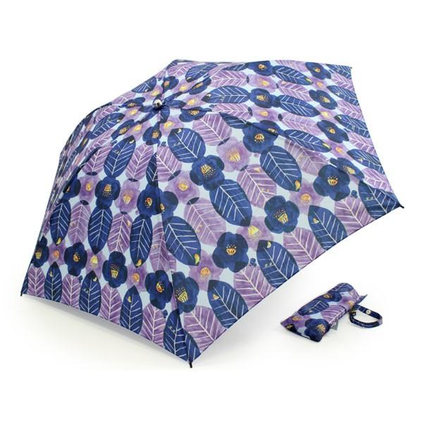 傘 レディース 折りたたみ傘 傘袋 晴雨兼用 UVケア加工 金子みすゞ 青 紫 椿 48cm 雨具 ...