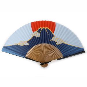 扇子 男性用 単品 ブルー 日の出 富士 雲柄 メンズ エコ ギフト プレゼント 贈り物 春 夏 京扇子 カジュアル 小物 雑貨