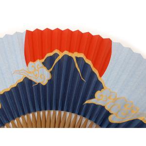 扇子 男性用 単品 ブルー 日の出 富士 雲柄...の詳細画像1