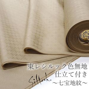 シルック 東レシルック色無地 着物 反物 仕立て付き 七宝地紋 薄