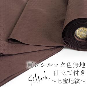 シルック 東レシルック色無地 着物 反物 仕立て付き 七宝地紋 薄グレー