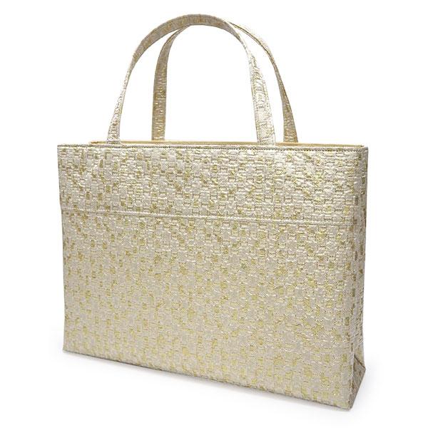 バッグ 着物 礼装 フォーマル レディース  ゴールド 格子 モザイク柄 女性 横長 トートバッグ ...