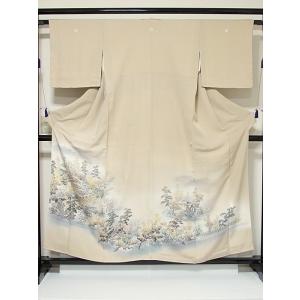 色留袖 正絹 仕付け 正絹比翼付き(寿) 3つ紋 洛景図 154cm前後ベスト