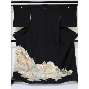 振袖 正絹 綸子 刺繍 絞り 地紙に揚羽蝶 166cm前後ベスト 美品