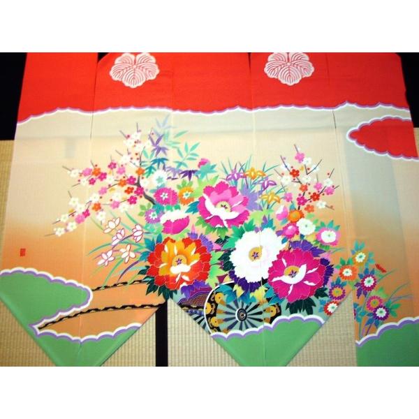 加賀友禅　花嫁のれん　花嫁暖簾　花車３　本染め　花嫁のれん号、花嫁のれん館　婚礼家具　婚礼道具　