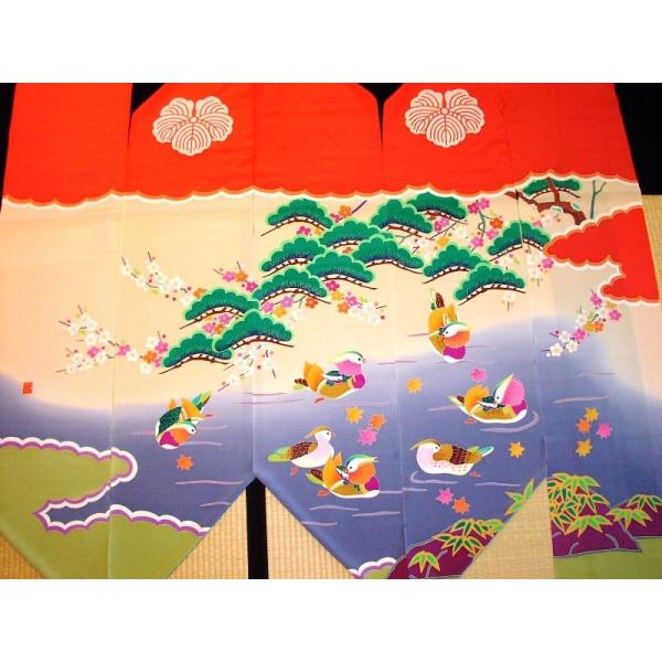 加賀友禅　花嫁のれん　花嫁暖簾　七羽おしどり　本染め　花嫁のれん号、花嫁のれん館　婚礼家具　婚礼道具