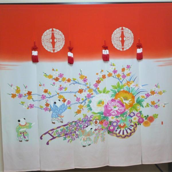 加賀友禅　花嫁のれん　花嫁暖簾　花車1　本染め　花嫁のれん号、花嫁のれん館　婚礼家具　婚礼道具