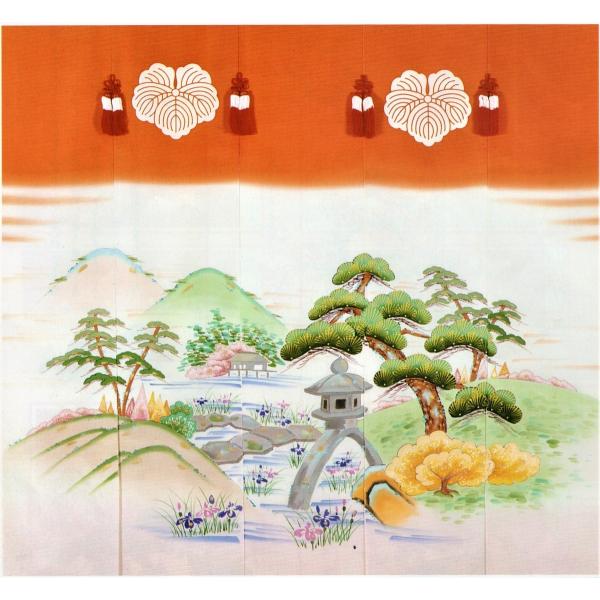 加賀友禅　花嫁のれん　花嫁暖簾　兼六園１　手描き　花嫁のれん号　花嫁のれん館　婚礼家具　婚礼道具　