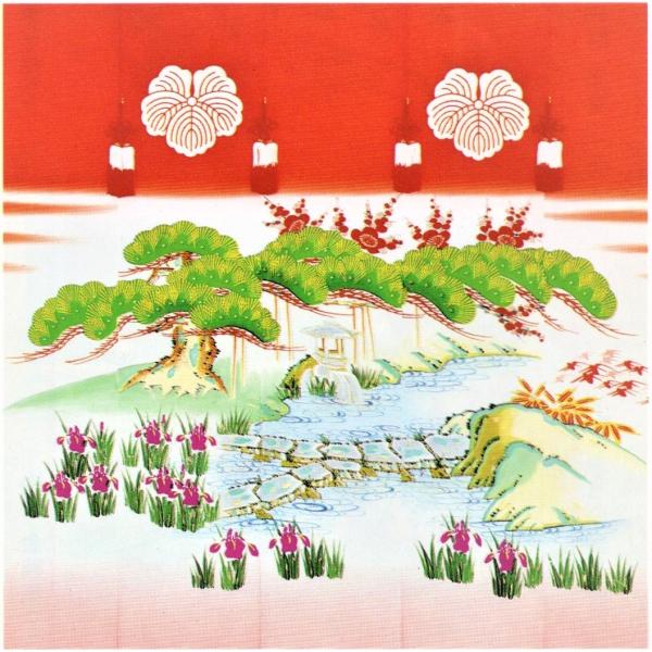 加賀友禅　花嫁のれん　花嫁暖簾　兼六園２　手描き　花嫁のれん号　花嫁のれん館　婚礼家具　婚礼道具