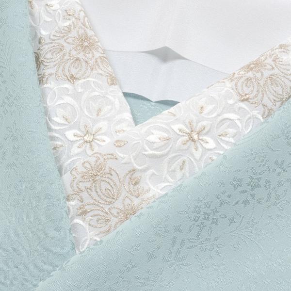 半衿 刺繍 白地 銀糸入り 雪輪七宝紋 衿秀 洗える ポリエステル 成人式 卒業式 振袖 訪問着