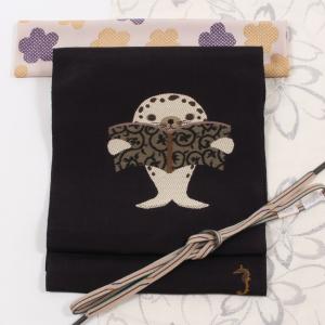 平和屋着物○九寸名古屋帯 手描き 虎 笹竹文 正絹 逸品 DABB4301ps
