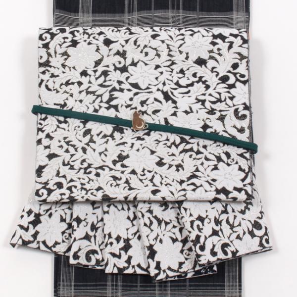 兵児帯 西陣織 正絹 レディース 大人用 更紗花模様 金糸入り 日本製 カジュアル 洒落 へこ帯