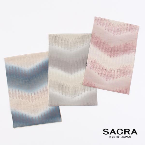 帯揚げ 正絹 和小物さくら 紬地杉木立波暈し 摺型友禅 日本製 洒落 カジュアル SACRA