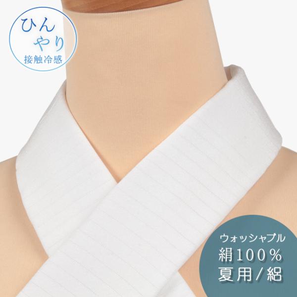 夏用 絽 ひんやり 半襟 正絹 替え衿 ウオッシャブル 接触冷感 ファスナー付き　衿秀き楽っく専用替...