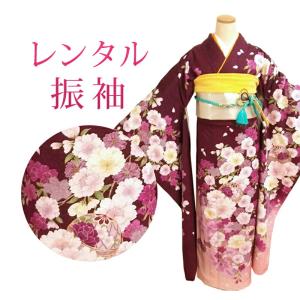 レンタル 振袖 18点セット 振袖レンタル フルセット f370-p 往復送料