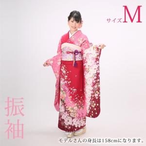 振袖レンタル19点フルセット【Lサイズ/緑ピンク/花と蝶】足袋