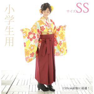 袴レンタル15点フルセット【SSサイズ/水色白梅柄(2尺袖)＆エンジ色無地