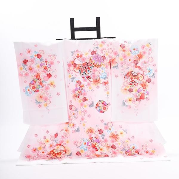 女児産着レンタル【白ピンク/鞠】お宮参り 初着 祝着 フルセット 着物 赤ちゃん 女の子 ベビー 記...